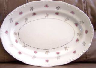 Japan China Rosette 12 Oval Serving Platter, Fine China Dinnerware   Scalloped,