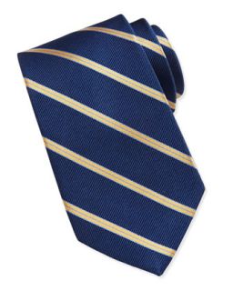 Striped Silk Tie, Navy/Gold