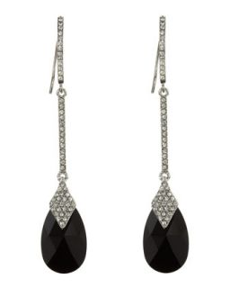 Pave Crystal Drop Earrings, Black