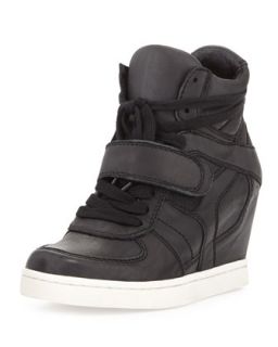 Cool Ter Leather Wedge Sneaker, Black