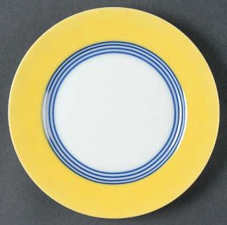Fitz & Floyd Circa Bread & Butter Plate, Fine China Dinnerware   Yellow W/Blue R
