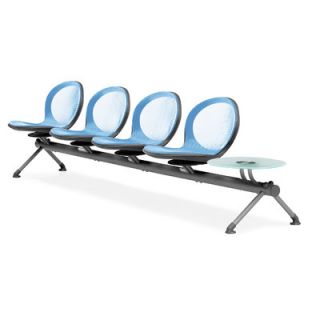 OFM Net Series Four Chair Beam Seating with Table NB 5G Color: Sky Blue