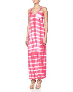 Tie Dyed Braided Maxi Dress, Pink/White