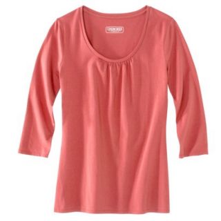Womens Refined 3/4 Sleeve Scoop Tee   New Coral   XL