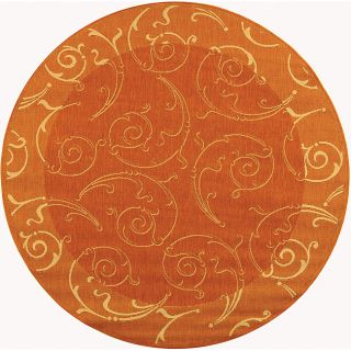 Indoor/ Outdoor Oasis Terracotta/ Natural Rug (67 Round) (RedPattern: FloralMeasures 0.25 inch thickTip: We recommend the use of a non skid pad to keep the rug in place on smooth surfaces.All rug sizes are approximate. Due to the difference of monitor col
