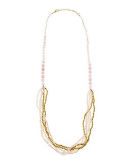 Multi Strand Beaded Necklace, Pink/Gold