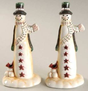 Midnight Snowman Figurine Salt and Pepper Set, Fine China Dinnerware   Becca Bar