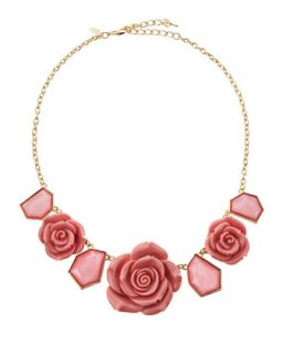 Rose and Geo Station Necklace, Pink