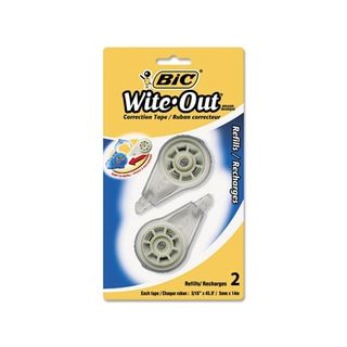Bic Wite out EZ Refill Correction Tape Refills (pack Of 2) (White Package dimensions: 7.63 inches high x 4.25 inches wide x 0.75 inches deep Each roll of tape: 0.19685 inches (5 mm) wide x 551.181 (14 m) inches longModel: BICRWOTRP21 )