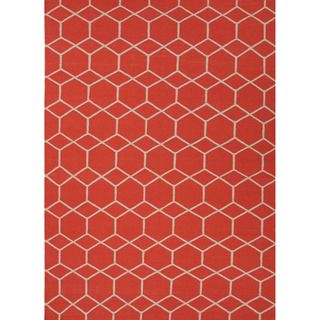 Handmade Flat Weave Geometric Pattern Red/ Orange Area Rug (5 X 8)