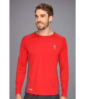 U.S. Polo Assn Micro Mesh Long Sleeve Raglan Crew Neck Mens T Shirt (Red)