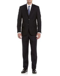 Jones Blue Pinstripe Slim Suit, Black