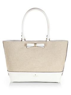 Kate Spade New York Canvas & Leather Tote   Natural White