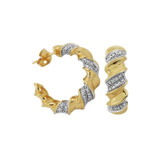 Bridge Jewelry 18K Gold Over Brass Diamond Accent Twist Hoop Earrings