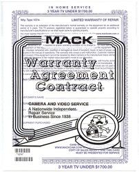 Mack In Home Three Year Extended Warranty Certificate (TVs up to $1700) * 1074 *
