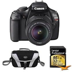 Canon EOS Rebel T3 SLR Digital Camera w/ 18 55mm Lens 32 GB Memory Kit
