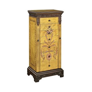 Masterpiece Antique Parchment Hand Painted Jewelry Armoire, Lightly Distre Bro