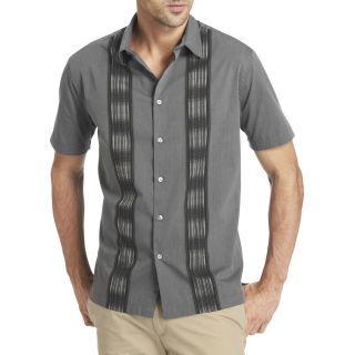 Van Heusen Short Sleeve Morocco Woven Shirt, Charcoal Panel, Mens