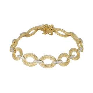 Bridge Jewelry Textured Gold Plated Link Chain Diamond Accent Bracelet