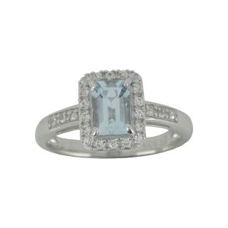 Sterling Silver Aquamarine & Lab Created White Sapphire Ring, Womens