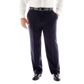 Stafford Travel Flat Front Suit Pants   Portly, Navy, Mens