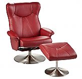 Recliner and Ottoman   Brick Red Bonded Leather