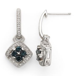 3/4 CT. T.W. Blue Diamond Earrings, White, Womens