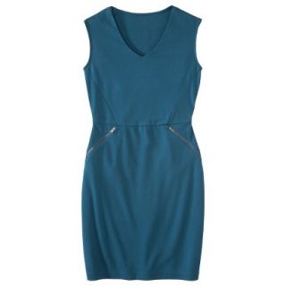 Mossimo Womens Ponte V neck Zippered Pocket Dress   Blue XL