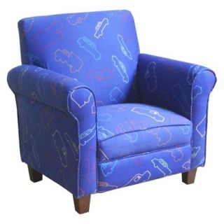 Club Chair: Kids Upholstered Chair: Kinfine Juvenile Club Chair Blue Boy Pattern