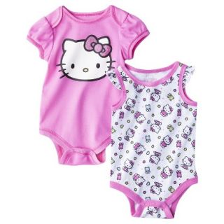 Hello Kitty Newborn Girls 2 Pack Bodysuit   Pink 0 3 M