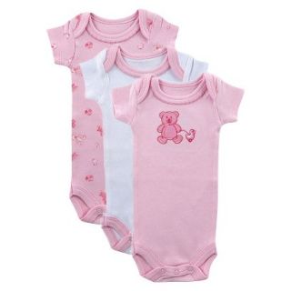Luvable Friends Newborn Girls 3 Pack Bodysuit   Pink Preemie