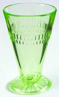 Anchor Hocking Roulette Green 10 Oz Footed Tumbler   Green, Depression Glass