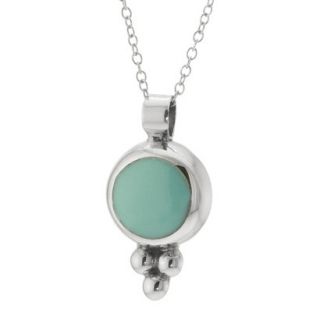 Sterling Silver Round Pendant with Chain   Turquoise (18)