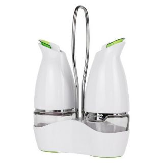 Prepara Gourmet Cruet Set with Chrome Carrier   White