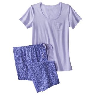 Gilligan & OMalley Womens Tee Shirt/Crop PJ Set   Lavender Print XS