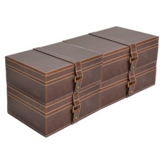 Threshold Leather Lidded Box   Set of 4   Brown