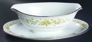 Style House Mayfair (Platinum Trim) Gravy Boat with Attached Underplate, Fine Ch
