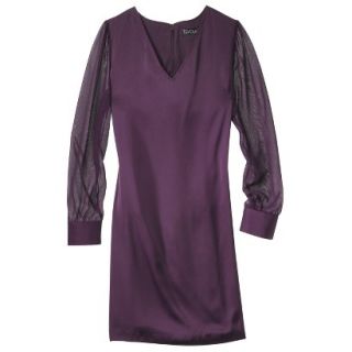 TEVOLIO Womens Shift Dress w/Sheer Sleeve   Purple Duet   6