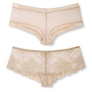Gilligan & OMalley Womens 2 Pack Lace Tanga   Mochaccino S