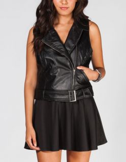 Teagan Womens Faux Leather Moto Vest Black In Sizes Large, X 