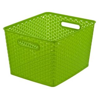 Room Essentials Y Weave Large Storage Basket   Set of 4   Translucent Green