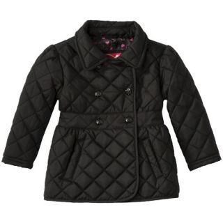 Dollhouse Infant Toddler Girls Quilted Trench Coat   Black 18 M