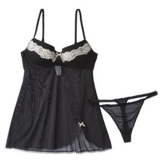 Gilligan & OMalley Womens Molded Cup Babydoll Set   Black S