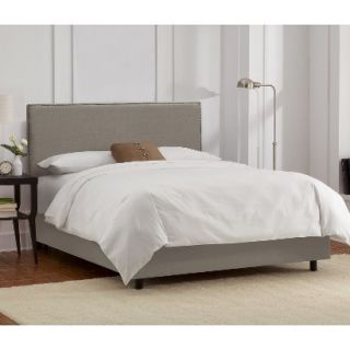 Skyline King Bed: Skyline Furniture Arcadia Nailbutton Border Linen Bed   Grey