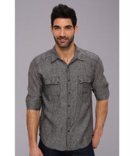 Lucky Brand Evans Linen Western Shirt Mens Long Sleeve Button Up (Black)