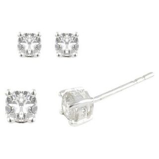 Sterling Silver Plated Duo Round Cubic Zirconia Earrings
