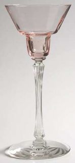 Morgantown Empire Pink Single Light Candlestick   Stem #7660,Pink Bowl,Clear Rib