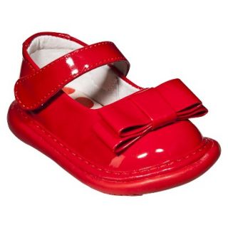 Little Girls Wee Squeak Triple Bow Patent Shoe   Red 8