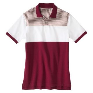 Mens Classic Fit Colorblock Polo Shirt Radish Maroon Red White Grey stripe S