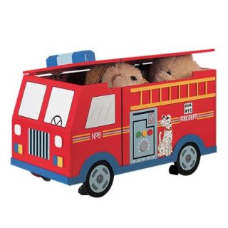 Toy Chest: Teamson Designs Kids Storage Trunk with Wheels   Fire Engine
